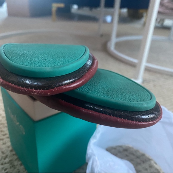 Tieks Red Leather Flats with Turquoise Accent - Picture 6 of 7